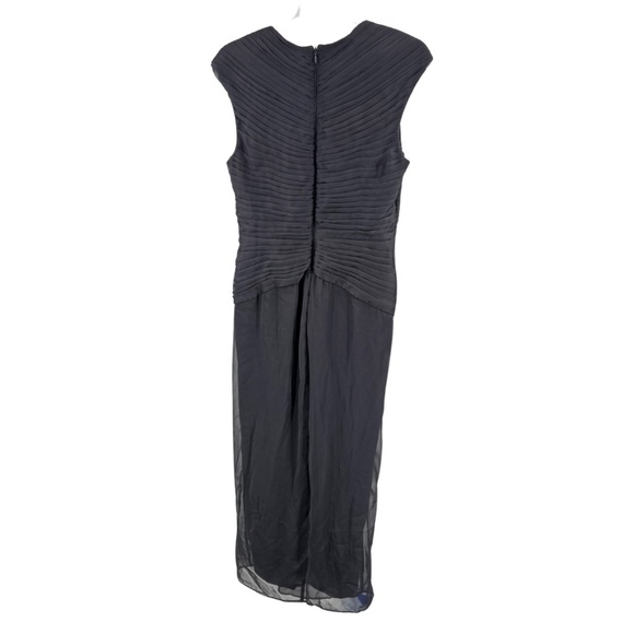 Adrianna Papell 10 gray evening gown formal pintuck ruffle flowy event party - Picture 3 of 10